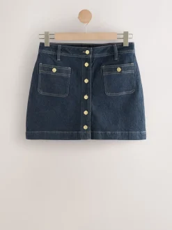 Rokken|Next - Denim Patch Pocket Mini Skirt Blauw met wassing