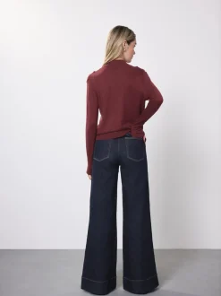 Jeans*Next - High Rise stretchy Jeans met wijde pijpen Blauw met wassing