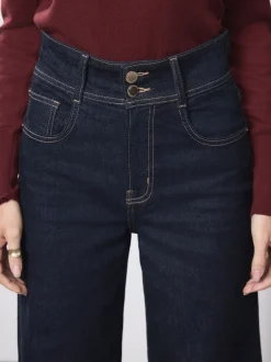 Jeans*Next - High Rise stretchy Jeans met wijde pijpen Blauw met wassing