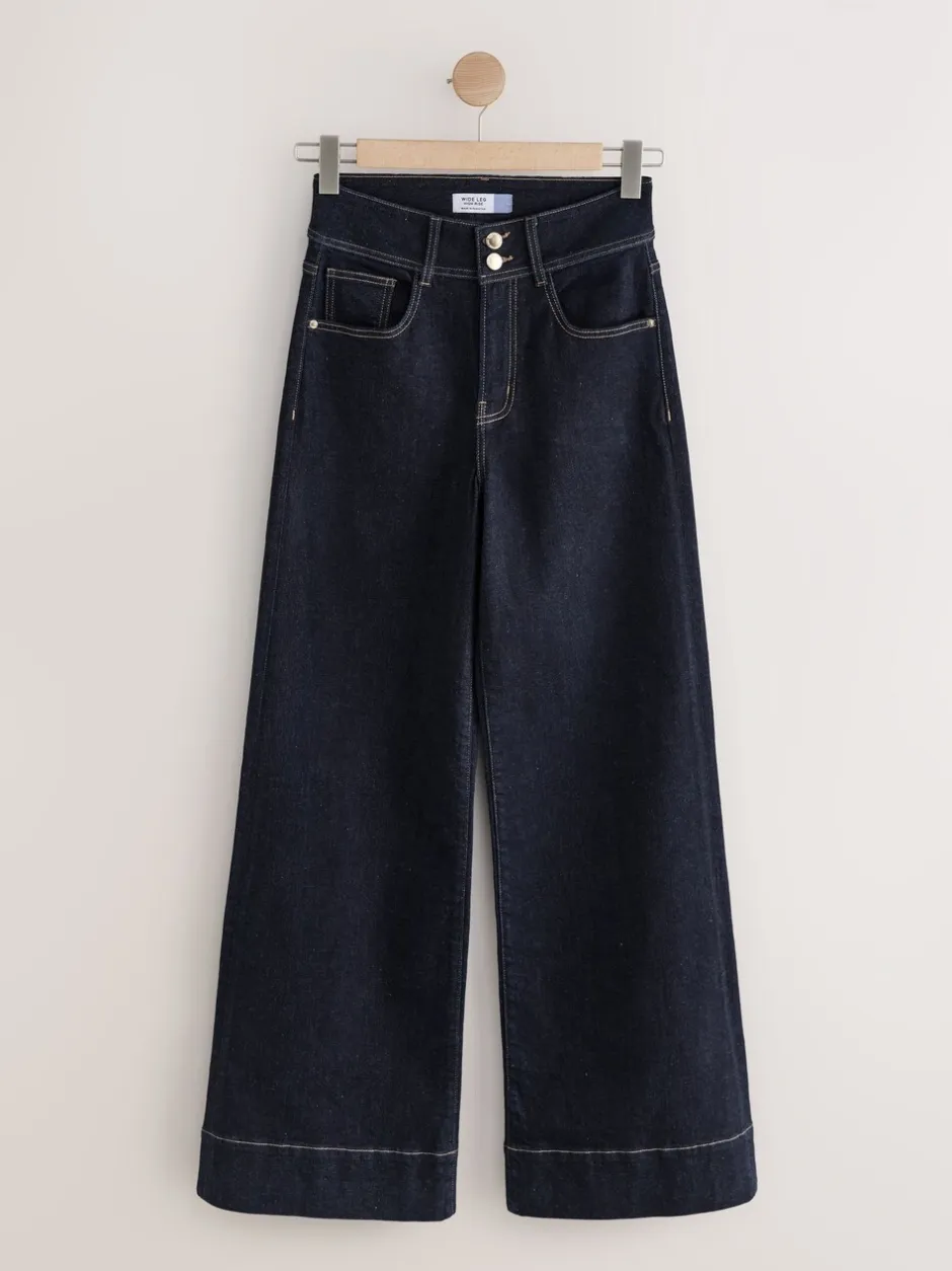 Jeans*Next - High Rise stretchy Jeans met wijde pijpen Blauw met wassing
