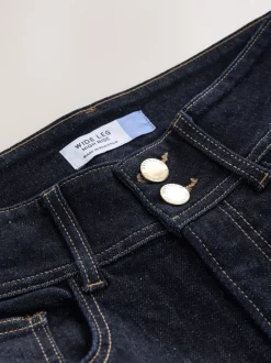 Jeans*Next - High Rise stretchy Jeans met wijde pijpen Blauw met wassing