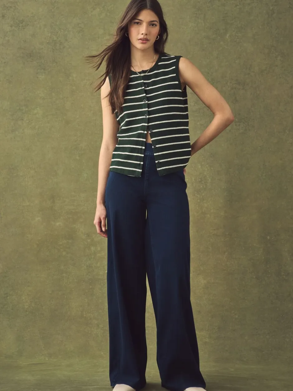 Jeans*Next Blauw met wassing - Jersey denim broek met wijde pijpen