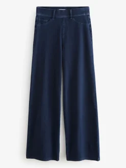 Jeans*Next Blauw met wassing - Jersey denim broek met wijde pijpen