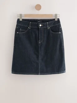 Rokken*Next Blauw met wassing - Knee Length Denim Skirt