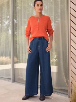 Jeans*Next - N. Premium Palazzo-jeans met wijde pijpen Blauw met wassing