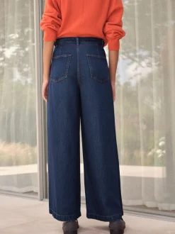 Jeans*Next - N. Premium Palazzo-jeans met wijde pijpen Blauw met wassing