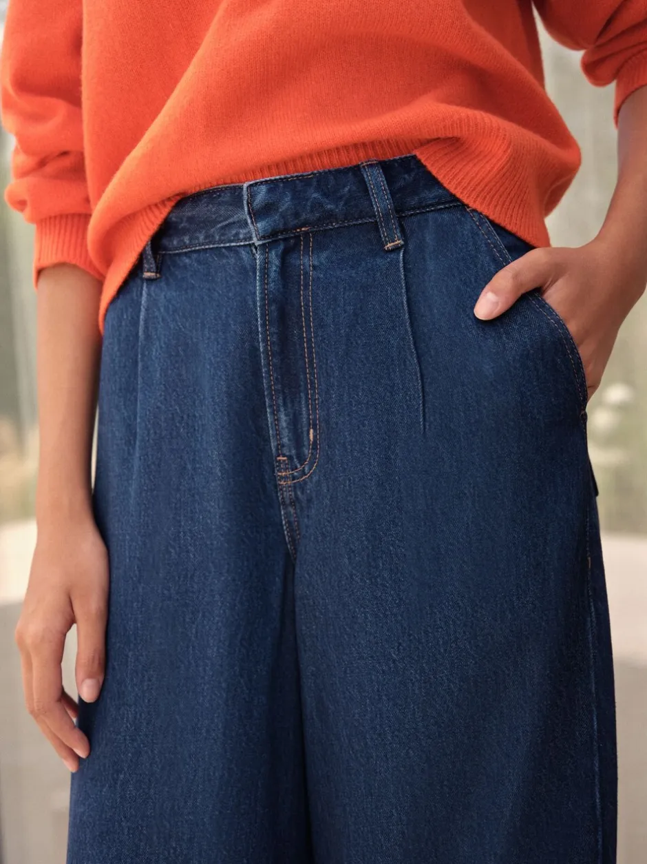 Jeans*Next - N. Premium Palazzo-jeans met wijde pijpen Blauw met wassing