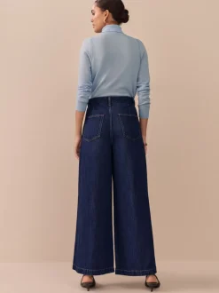 Jeans*Next - N. Premium Palazzo-jeans met wijde pijpen Blauw met wassing