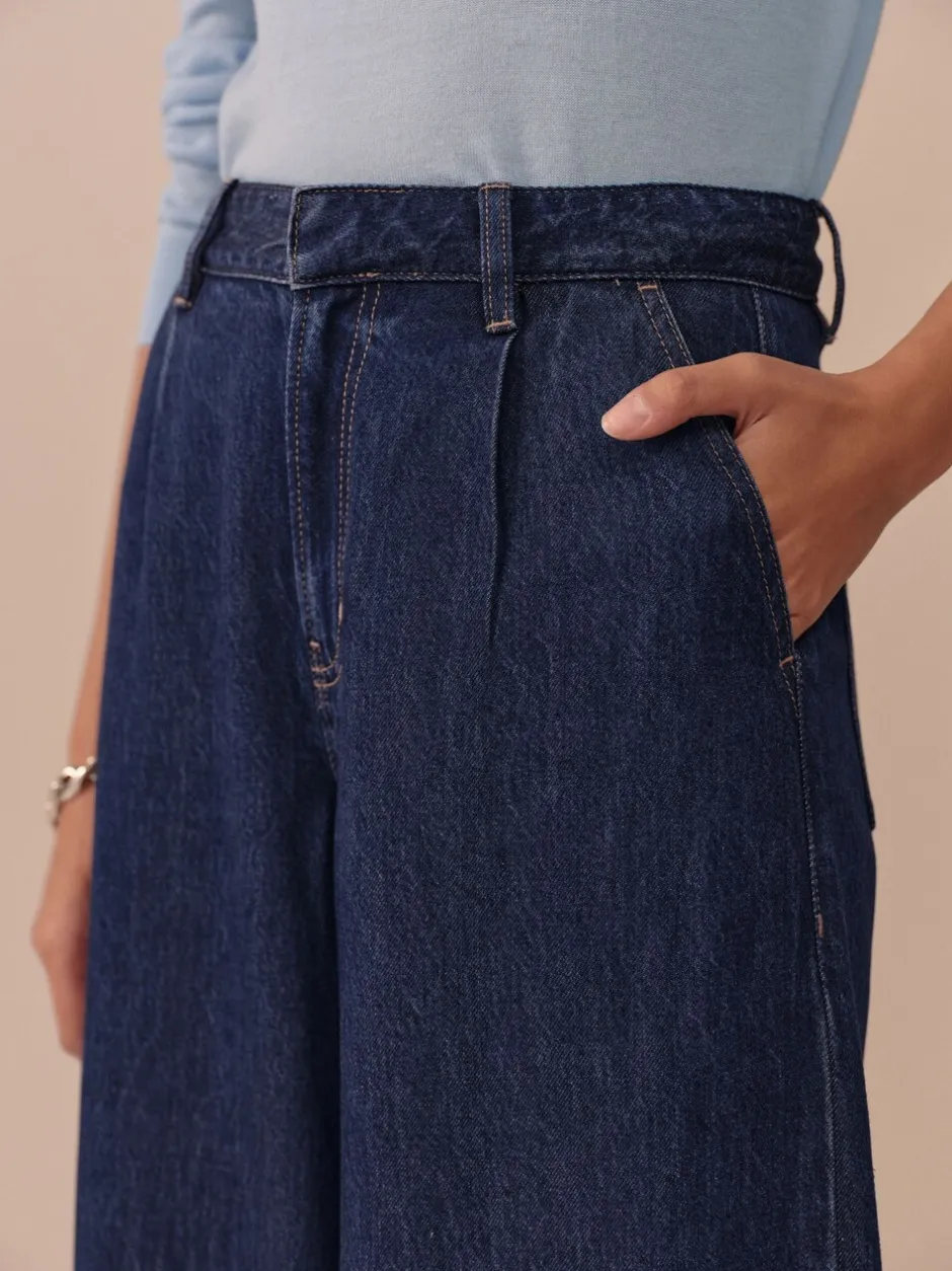 Jeans*Next - N. Premium Palazzo-jeans met wijde pijpen Blauw met wassing