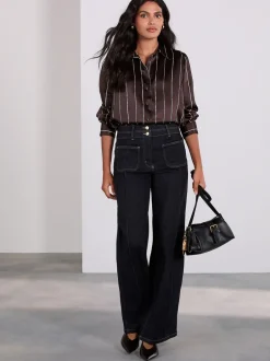 Jeans|Next - Slim Lift and Shape Wide Leg Jeans Blauw met wassing