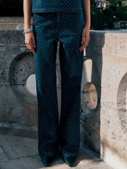 Jeans*Next Blauw met wassing - Versierde jeans met wijde pijpen
