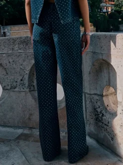 Jeans*Next Blauw met wassing - Versierde jeans met wijde pijpen