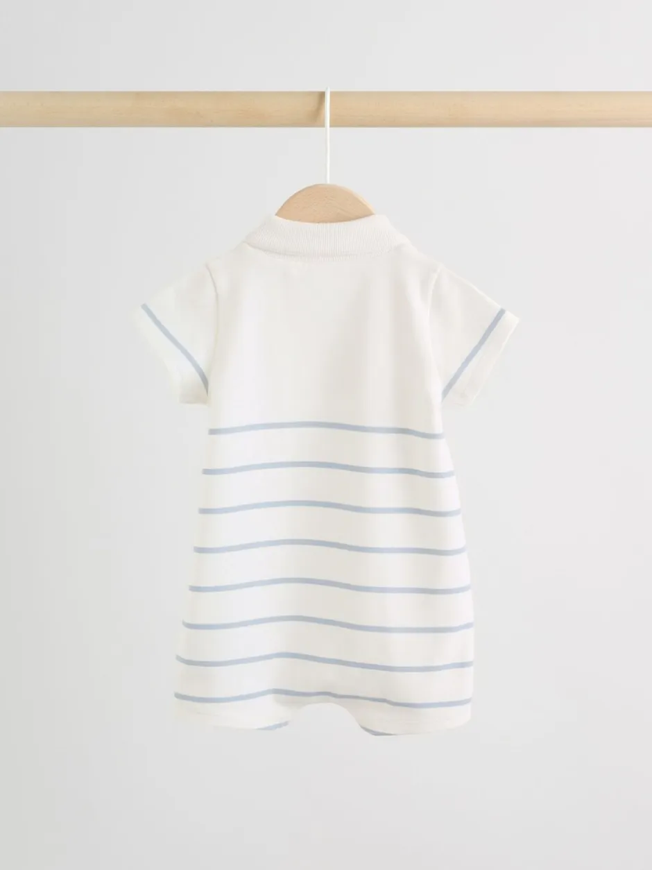 Rompertjes En Tuinbroeken|Next - Verpakking van 2 jersey babyrompertjes Blauw met wit gestreept