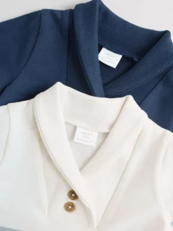 Rompertjes En Tuinbroeken|Next - Verpakking van 2 jersey babyrompertjes Blauw met wit gestreept