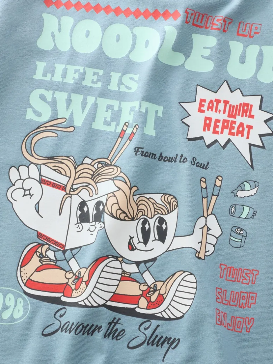 Tops|T-Shirts*Next Blauw Noodle Up - T-shirt met lange mouwen en print op de rug (3mnd -8jr)