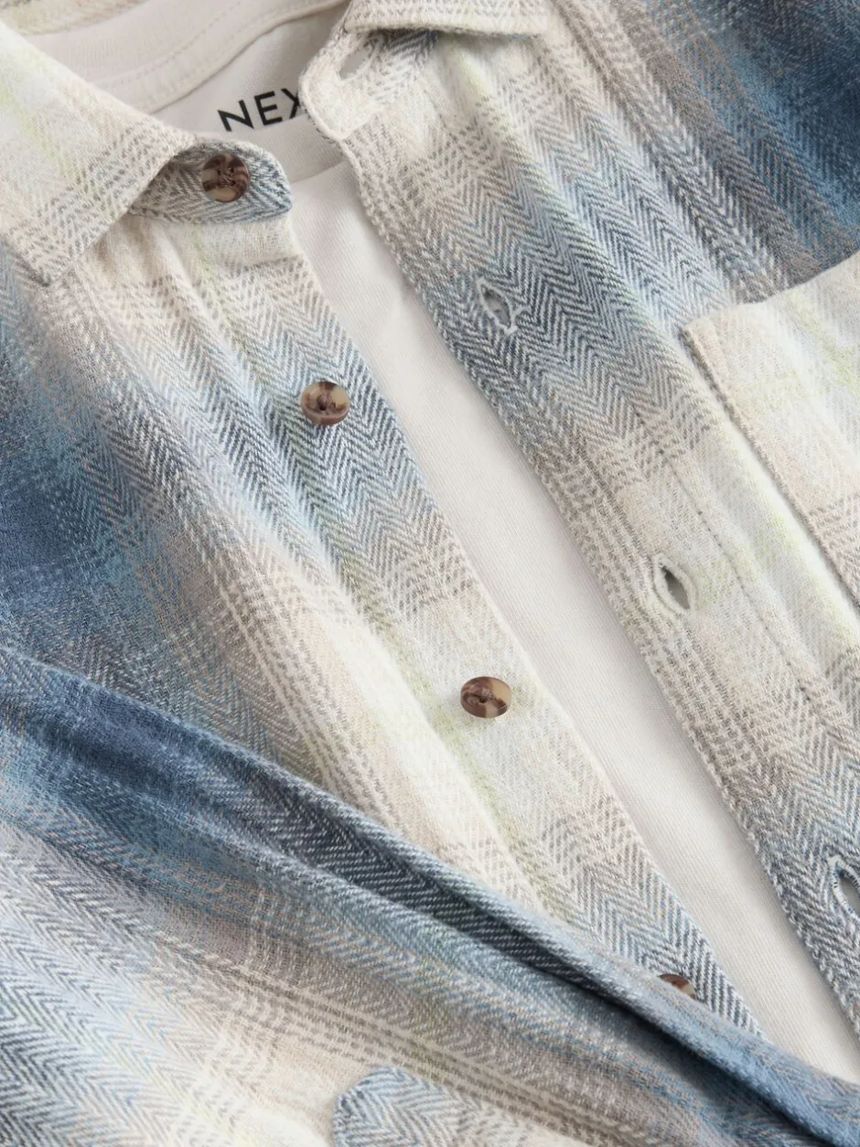 Shirts*Next - Set van geruit overhemd met lange mouwen en T-shirt 2 stuks (3-16jaar) Blauw Schaduw
