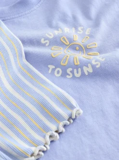 Tops|Sets En Outfits|Next - Set van T-shirt met korte mouwen en fietsshort (3mnd-7jr) Blauw Sunshine