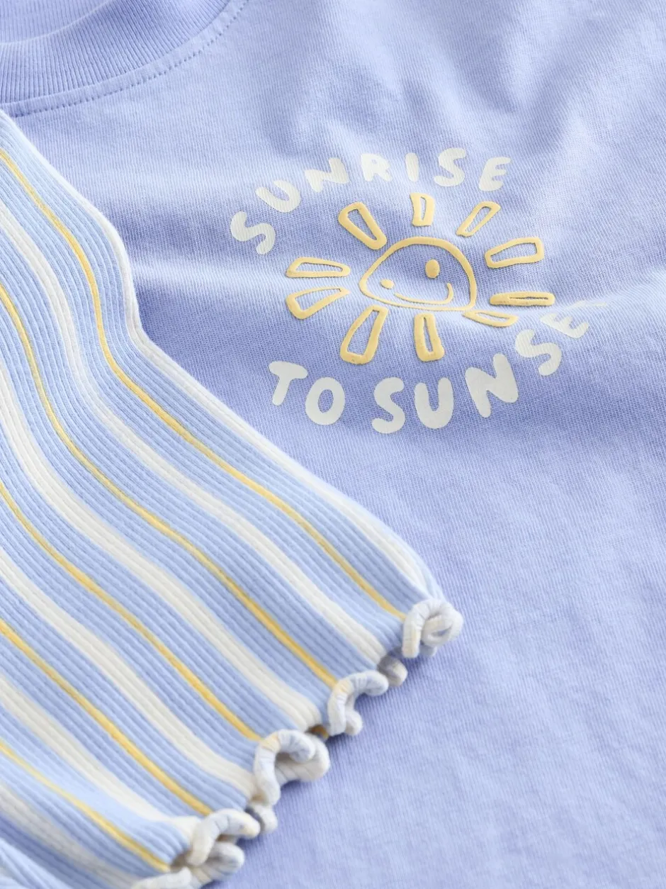 Tops|Sets En Outfits|Next - Set van T-shirt met korte mouwen en fietsshort (3mnd-7jr) Blauw Sunshine