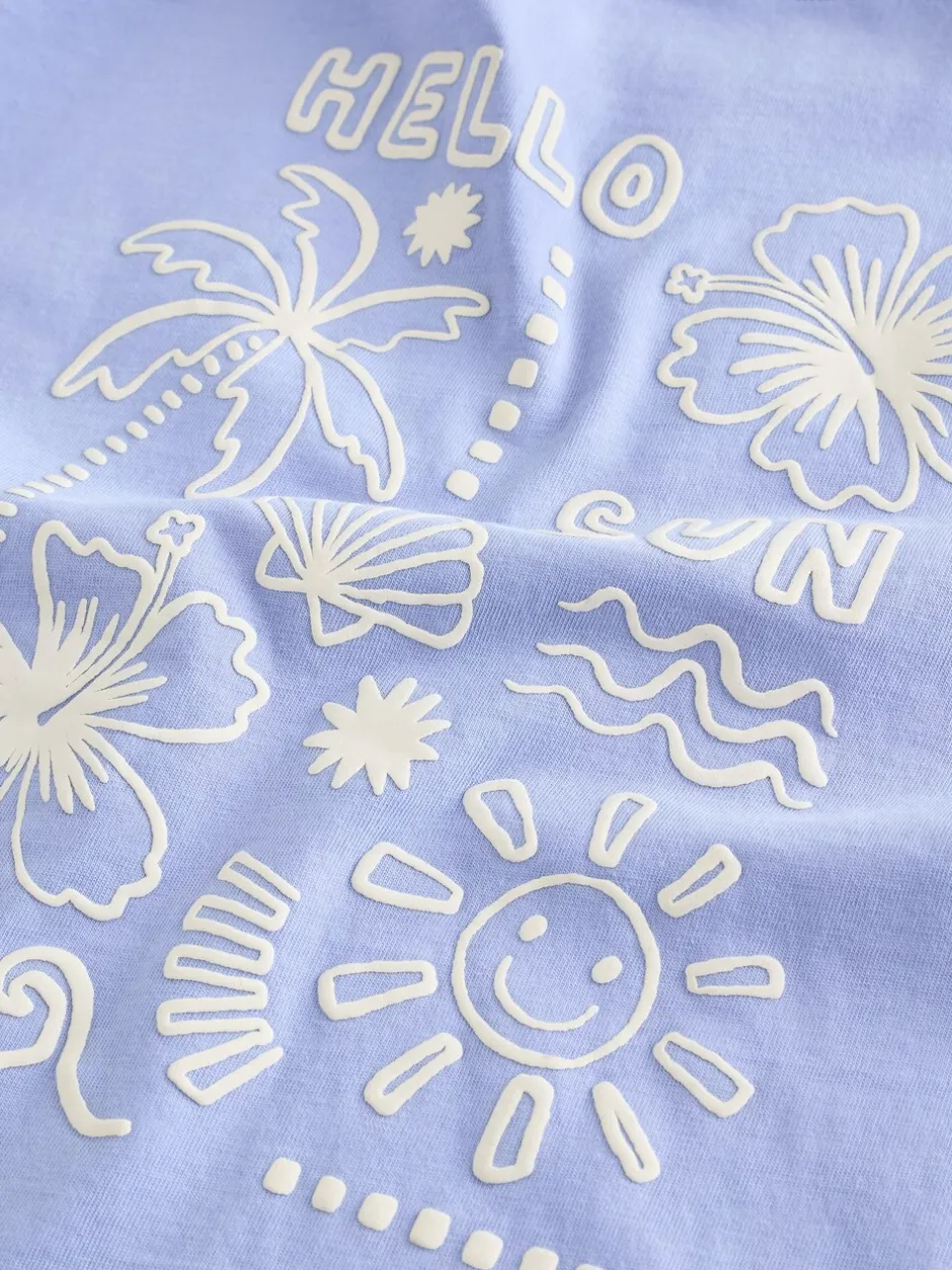 Tops|Sets En Outfits|Next - Set van T-shirt met korte mouwen en fietsshort (3mnd-7jr) Blauw Sunshine
