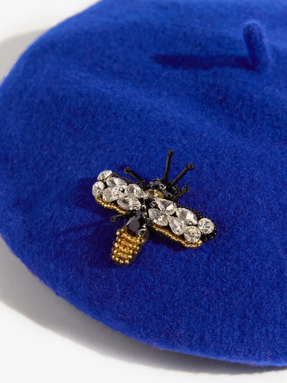 Mutsen, Handschoenen En Sjaals|Love & Roses - Beret Hat Blauw versierd