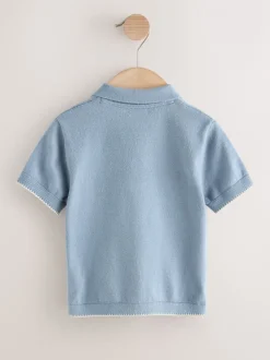 Truien En Breisels|Next - Character Button Neck Knitted Polo Shirt (3mths-7yrs) Blauw vervoersmiddel