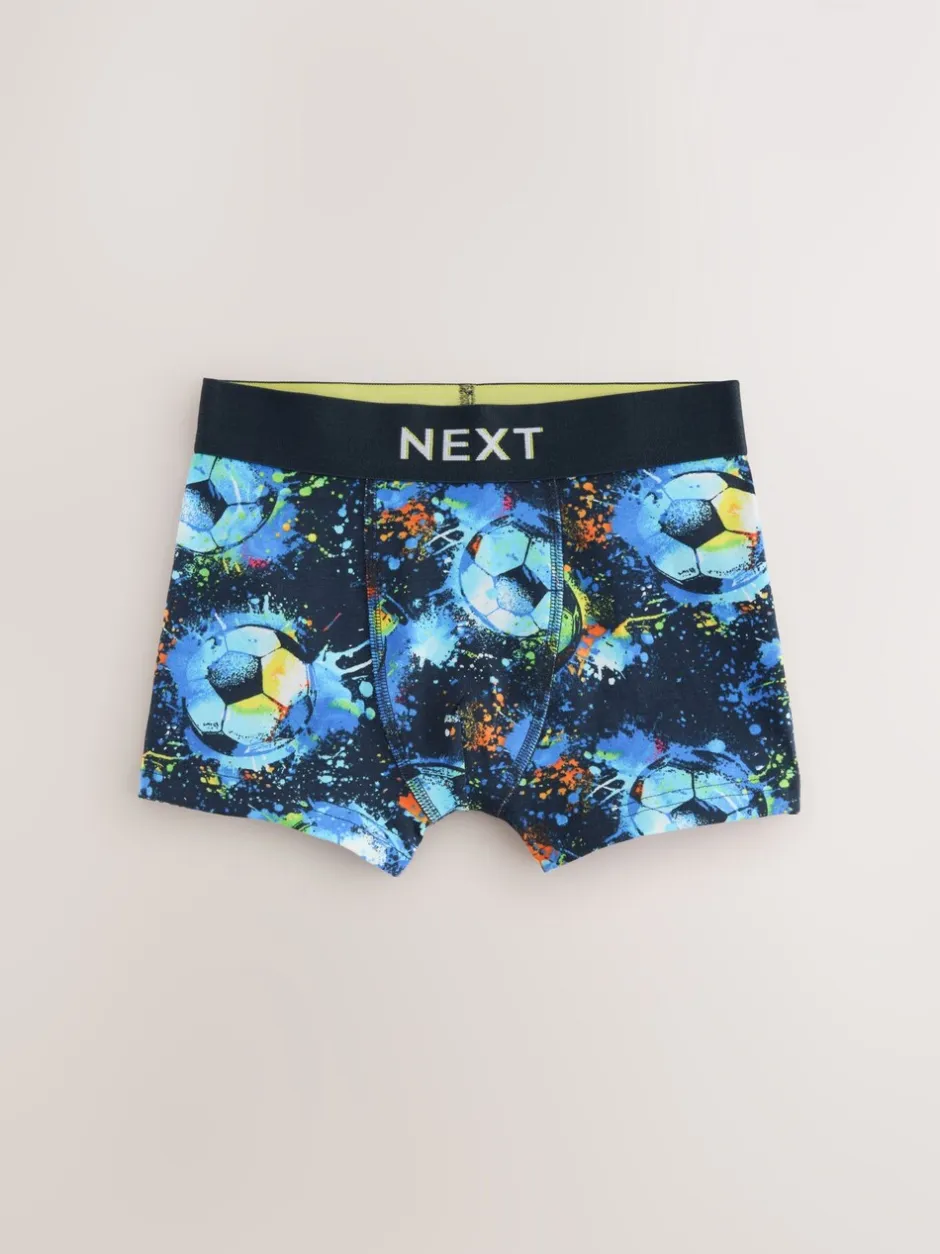 Ondergoed|Next - Verpakking van 5 boxers (2-16jr) Blauw voetbalprint
