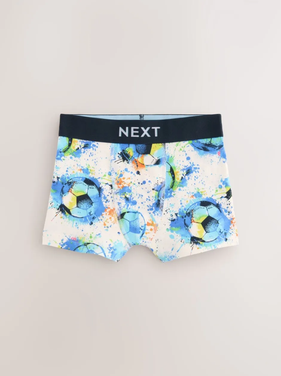 Ondergoed|Next - Verpakking van 5 boxers (2-16jr) Blauw voetbalprint