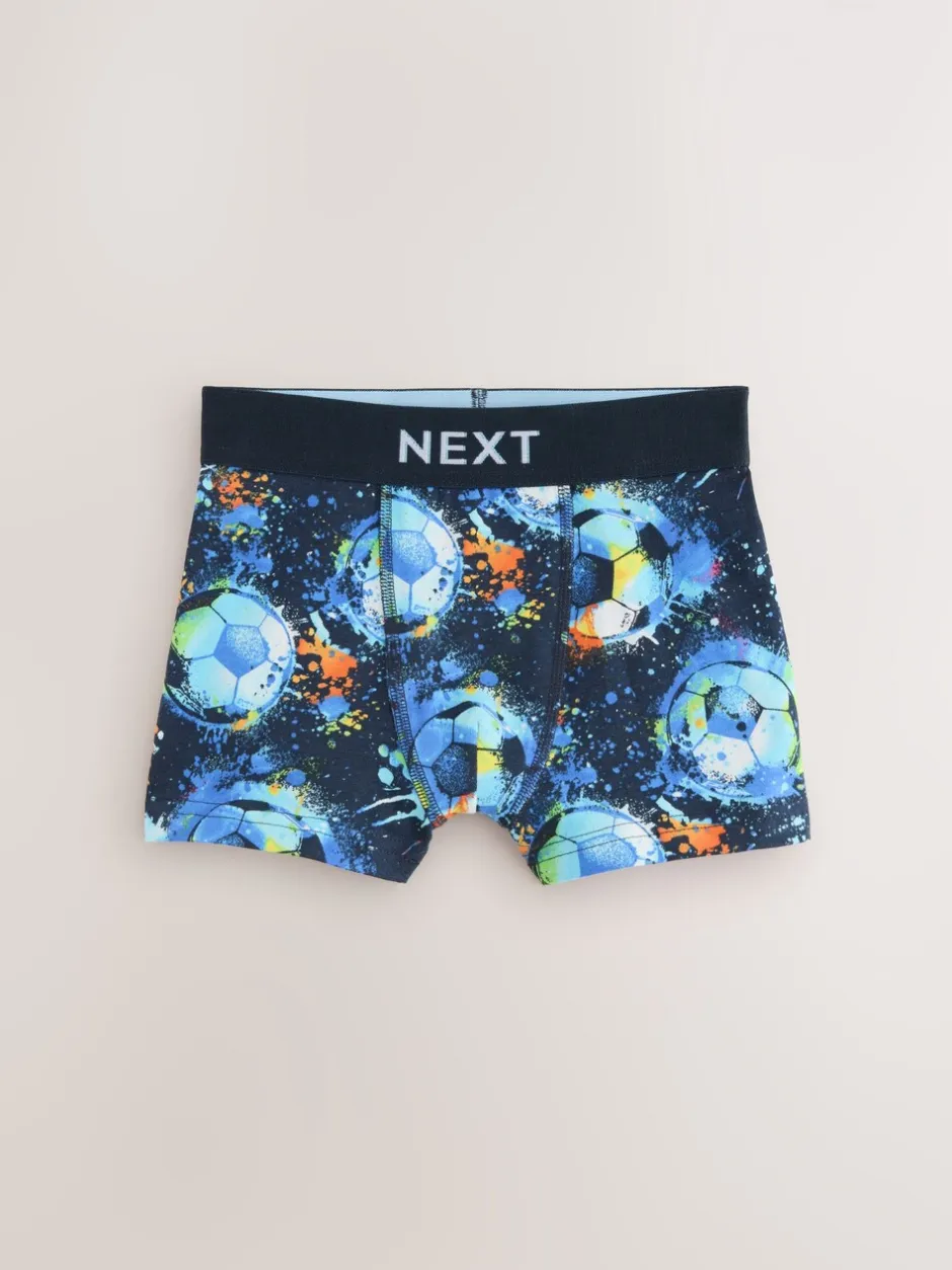 Ondergoed|Next - Verpakking van 5 boxers (2-16jr) Blauw voetbalprint