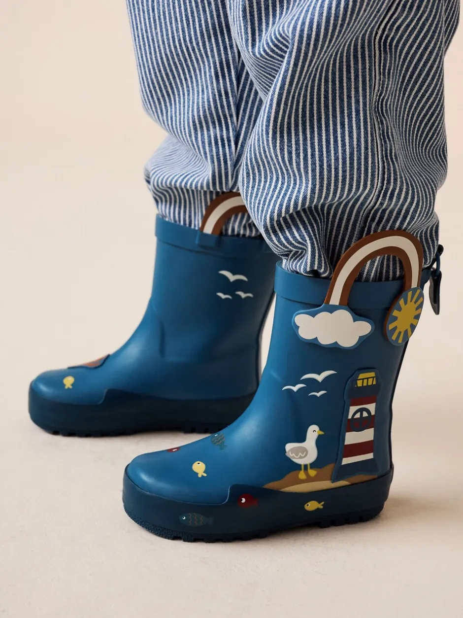 Laarzen|Next Blauw voor op het strand - Aantreklaarzen met handvat