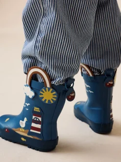 Laarzen|Next Blauw voor op het strand - Aantreklaarzen met handvat