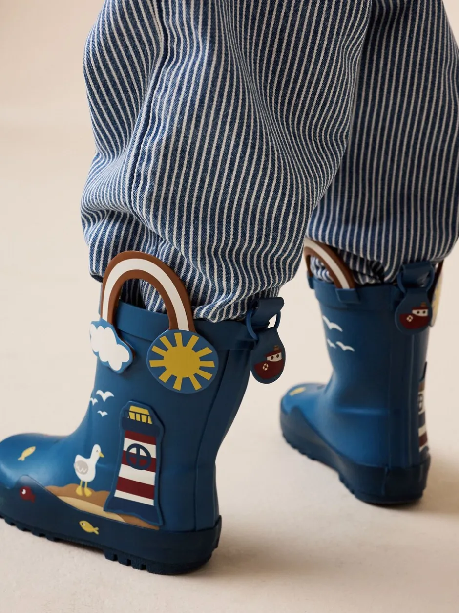 Laarzen|Next Blauw voor op het strand - Aantreklaarzen met handvat