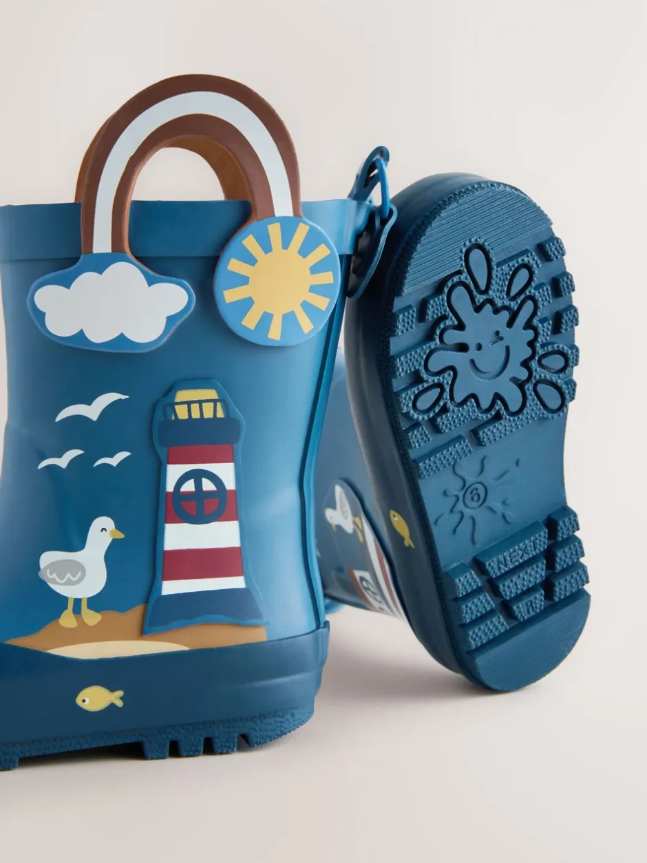 Laarzen|Next Blauw voor op het strand - Aantreklaarzen met handvat
