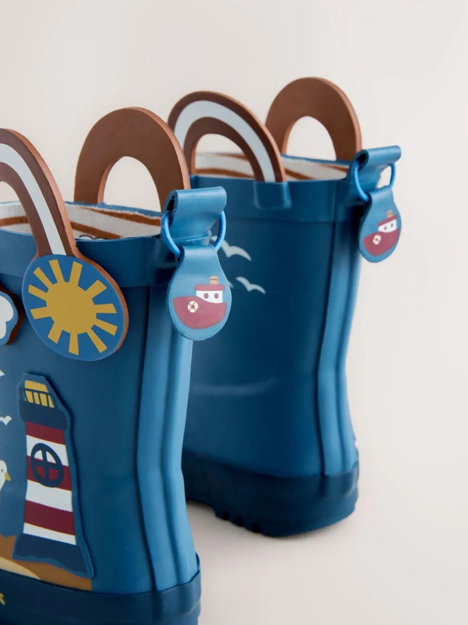Laarzen|Next Blauw voor op het strand - Aantreklaarzen met handvat