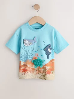 Tops|T-Shirts*Next - Short Sleeve 3D Padded T-Shirt (3mths-7yrs) Blauw zeedierenprint