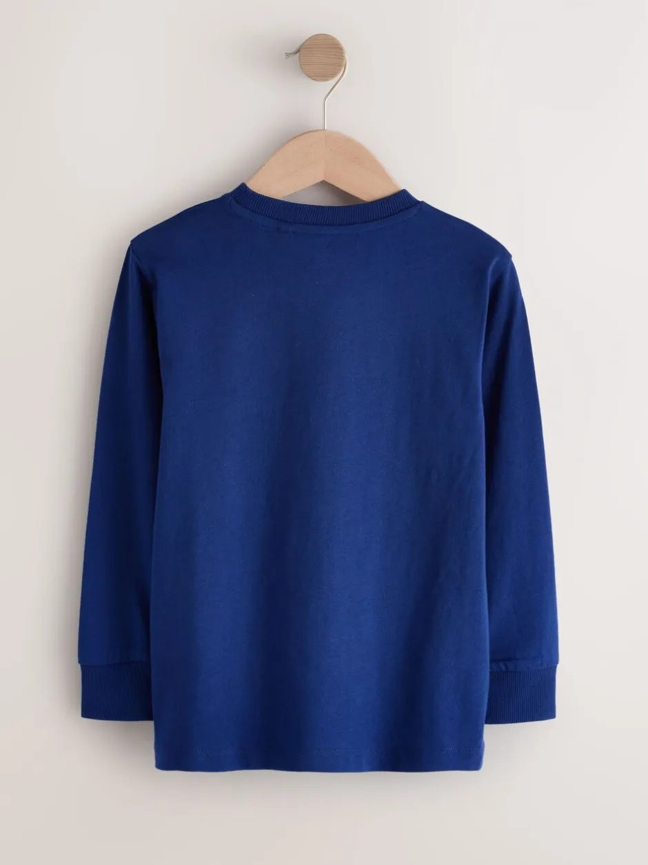 T-Shirts|Tops*Next Blauw/Blauwgroen/Zwart Voetbal - 3 Relaxed Fit T-shirts met grafische print en lange mouwen (3-16jr)