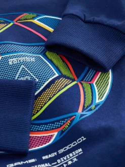 T-Shirts|Tops*Next Blauw/Blauwgroen/Zwart Voetbal - 3 Relaxed Fit T-shirts met grafische print en lange mouwen (3-16jr)