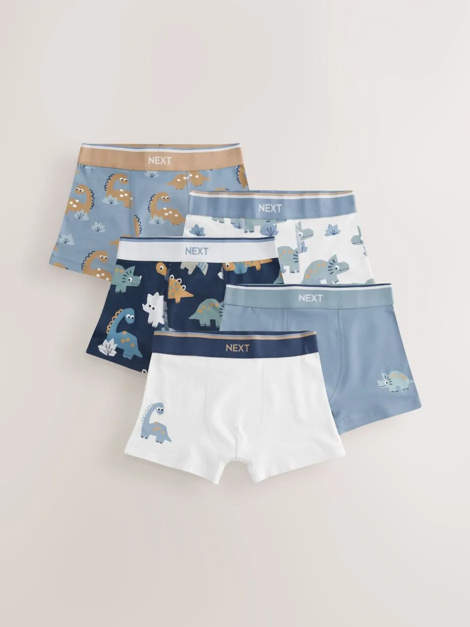 Ondergoed*Next - Verpakking van 5 trunks (1,5-12jr) Blauw/bruin met dinoprint
