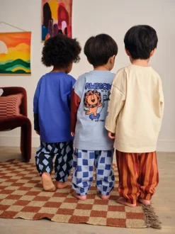Pyjama's|Nachtkleding En Pyjama's*Next - Verpakking van 3 oversized pyjama's 3 (9mnd -10jr) Blauw/bruin met dinosaurus