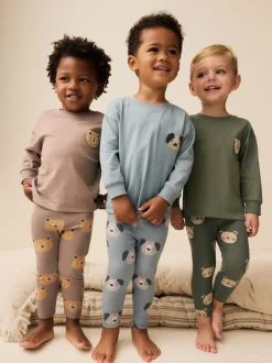 Pyjama's|Nachtkleding En Pyjama's|Next Blauw/bruin/kakigroen dierenprint - Verpakking van 3 knusse pyjama's (9mnd-8jr)