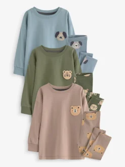 Pyjama's|Nachtkleding En Pyjama's|Next Blauw/bruin/kakigroen dierenprint - Verpakking van 3 knusse pyjama's (9mnd-8jr)