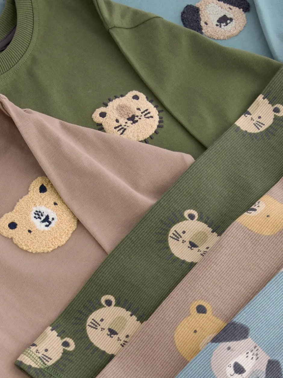Pyjama's|Nachtkleding En Pyjama's|Next Blauw/bruin/kakigroen dierenprint - Verpakking van 3 knusse pyjama's (9mnd-8jr)