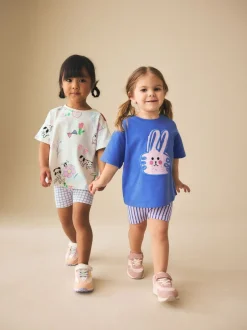 Tops|Sets En Outfits*Next - Top & Cycle Shorts Set 2 Pack (3mths-7yrs) Blauw/crèmekleurig