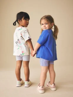Tops|Sets En Outfits*Next - Top & Cycle Shorts Set 2 Pack (3mths-7yrs) Blauw/crèmekleurig