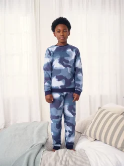 Pyjama's|Nachtkleding En Pyjama's*Next - Enkele behaaglijke fleece pyjama (3 - 16 jr) Blauwe camouflage spray