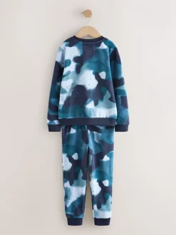 Pyjama's|Nachtkleding En Pyjama's*Next - Enkele behaaglijke fleece pyjama (3 - 16 jr) Blauwe camouflage spray
