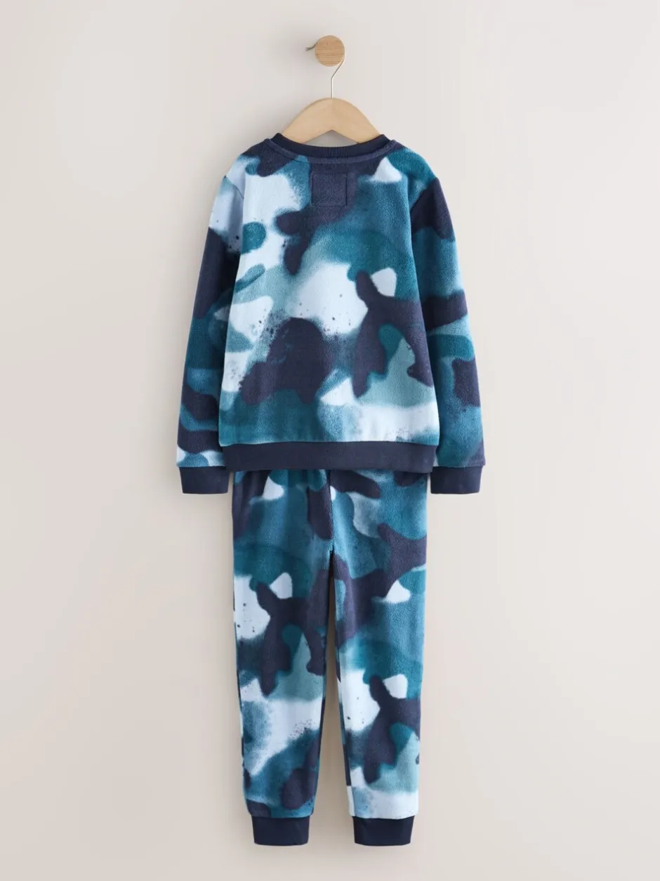 Pyjama's|Nachtkleding En Pyjama's*Next - Enkele behaaglijke fleece pyjama (3 - 16 jr) Blauwe camouflage spray