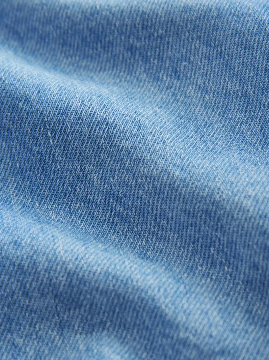 Shirts|Next Blauwe denim - 100% katoenen overhemd met lange mouwen en opa-kraag van denim (3mnd-7jr)