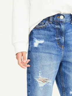 Jeans|Next Blauwe denim - Mom 100% katoenen jeans (3-16jaar)