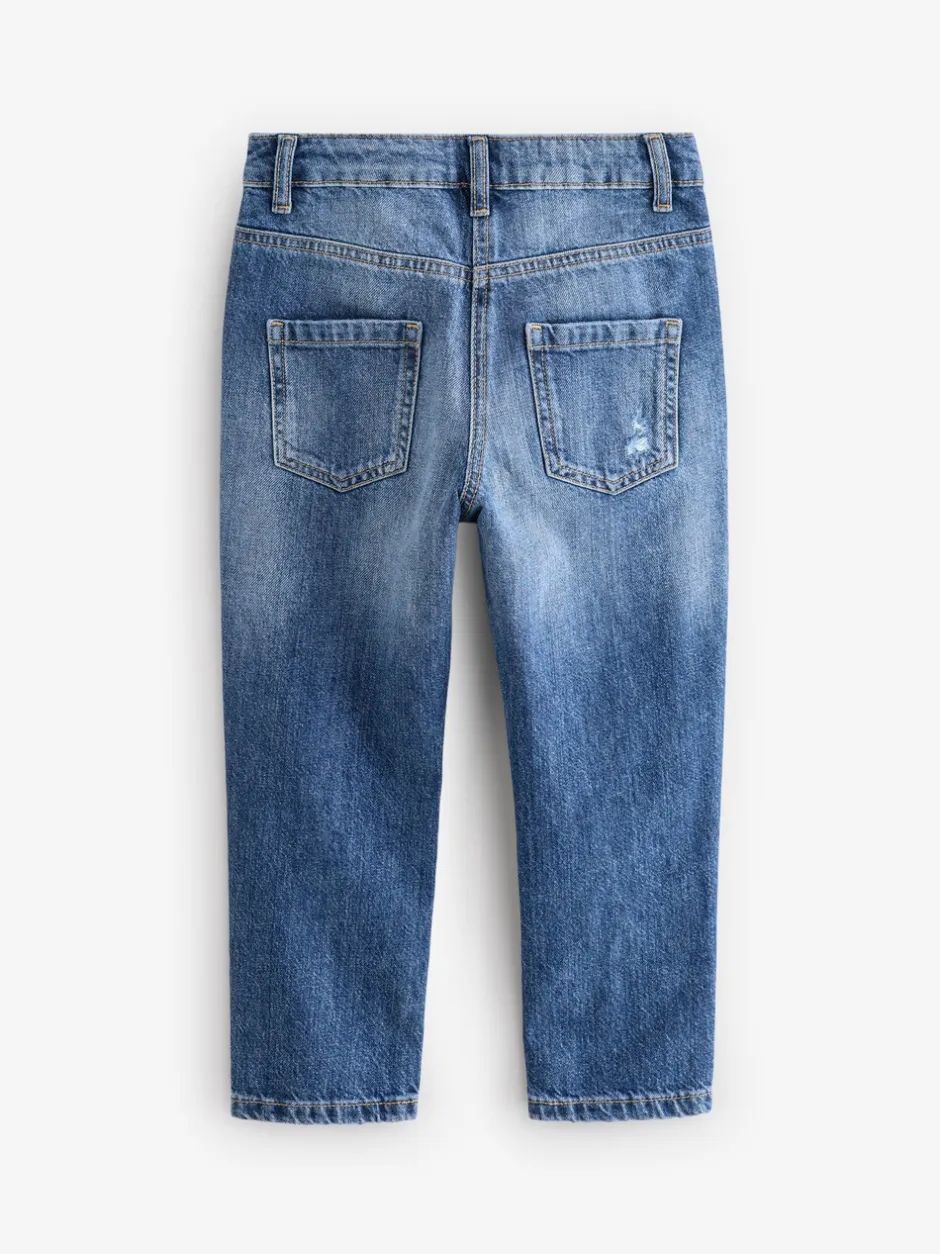 Jeans|Next Blauwe denim - Mom 100% katoenen jeans (3-16jaar)