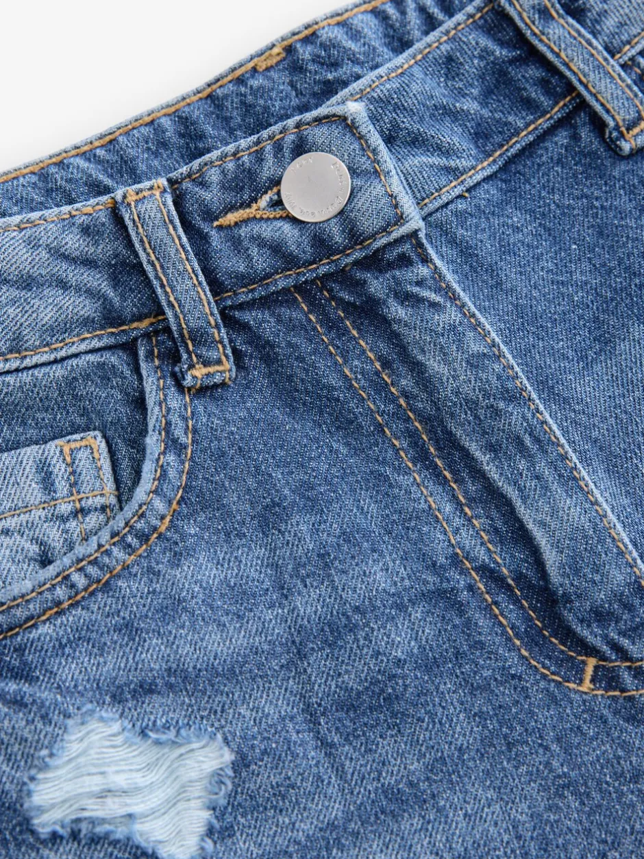 Jeans|Next Blauwe denim - Mom 100% katoenen jeans (3-16jaar)